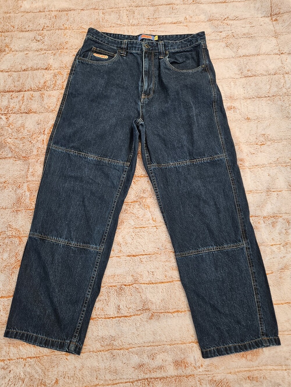 Empyre Relaxed Fit Skate Jeans Dark Wash Blue Denim Double Knee